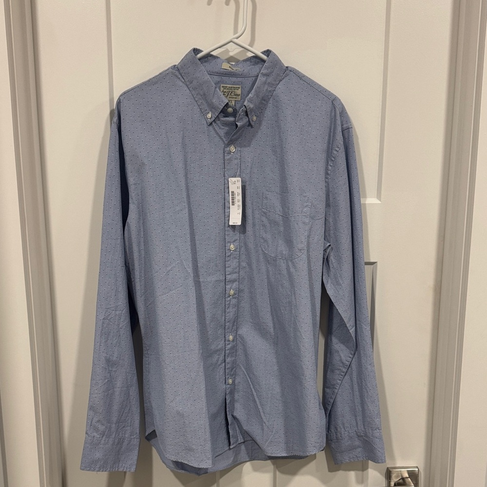J. Crew Secret Wash Men's Light Blue Button-Down Shirt Long Sleeve Slim XL NWT - Picture 5 of 10